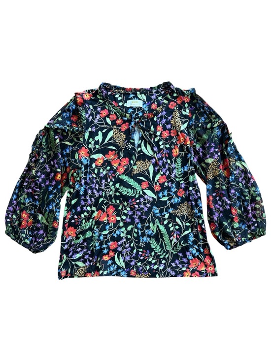 Maeve Tops - Maeve by Anthropologie Jacquin Peasant Blouse Black Floral Long Sleeve Women’s